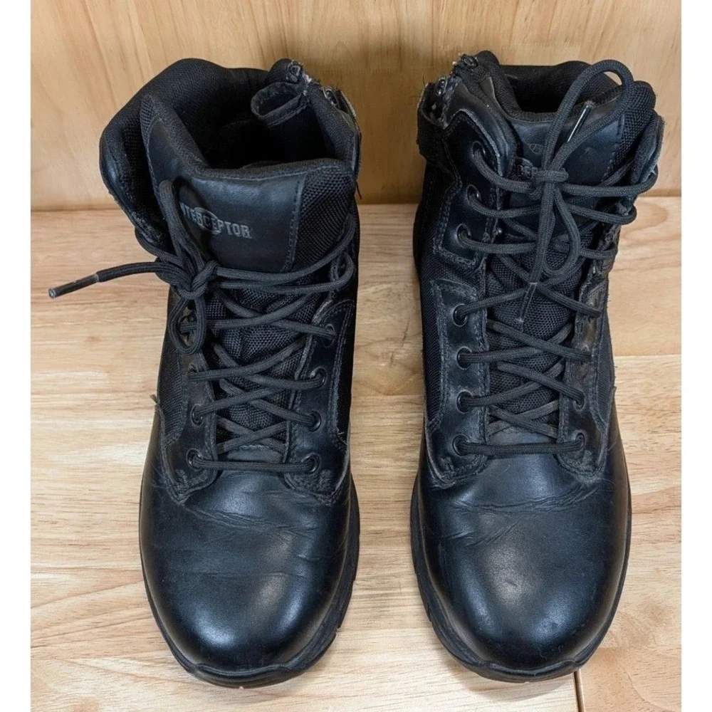 Interceptor Mens Black Tactical Patrol Boots Side Zip Work Shoes‎ Size 11